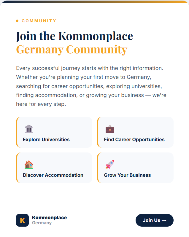 Germany directory, study in Germany, work in Germany, blocked account, health insurance, universities in Germany, IT bootcamps, visa, accommodation, and living in Germany